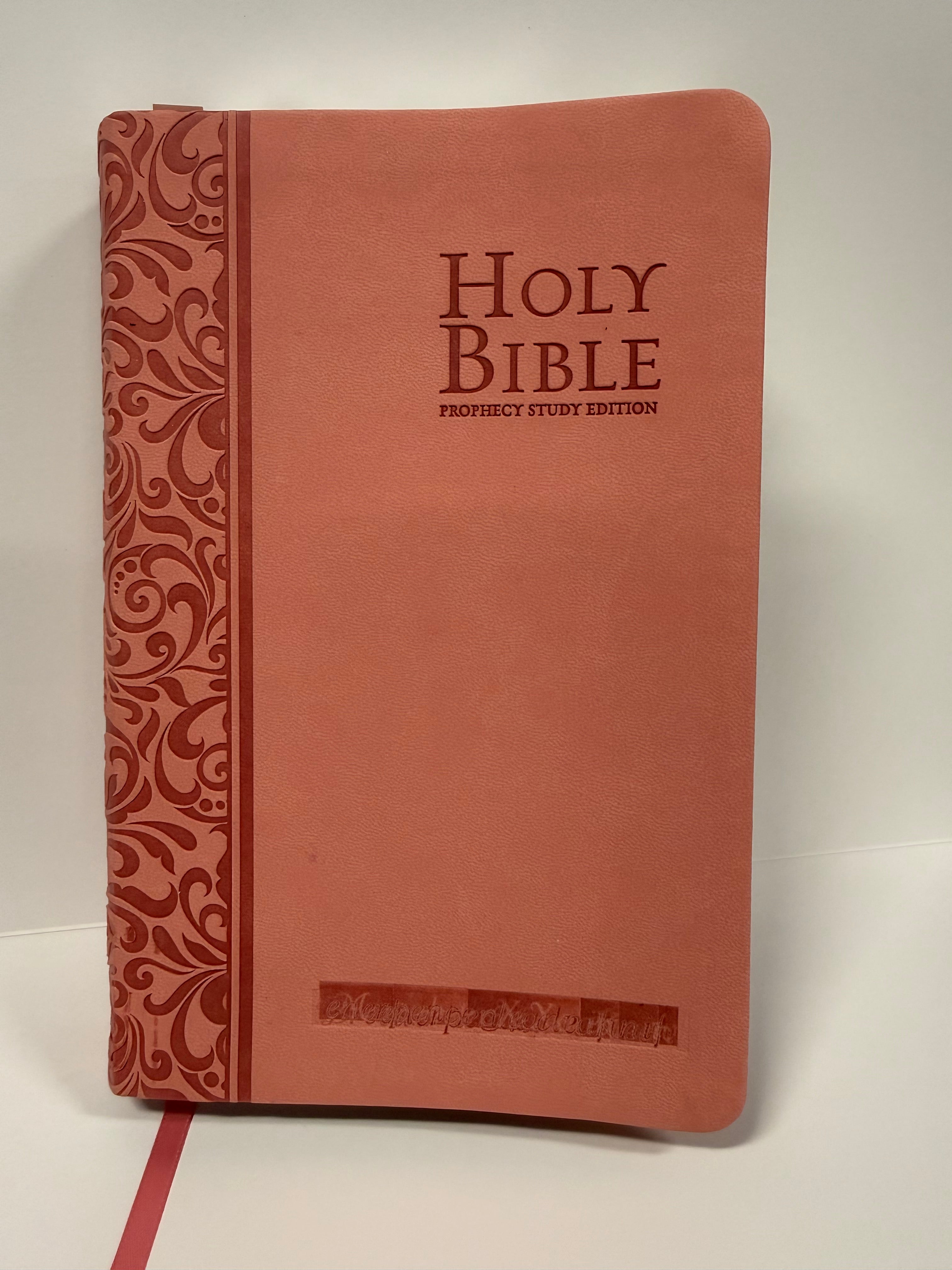 ONE-OF-A-KIND Peachy Pink Leathersoft | NKJV Prophecy Study Bible