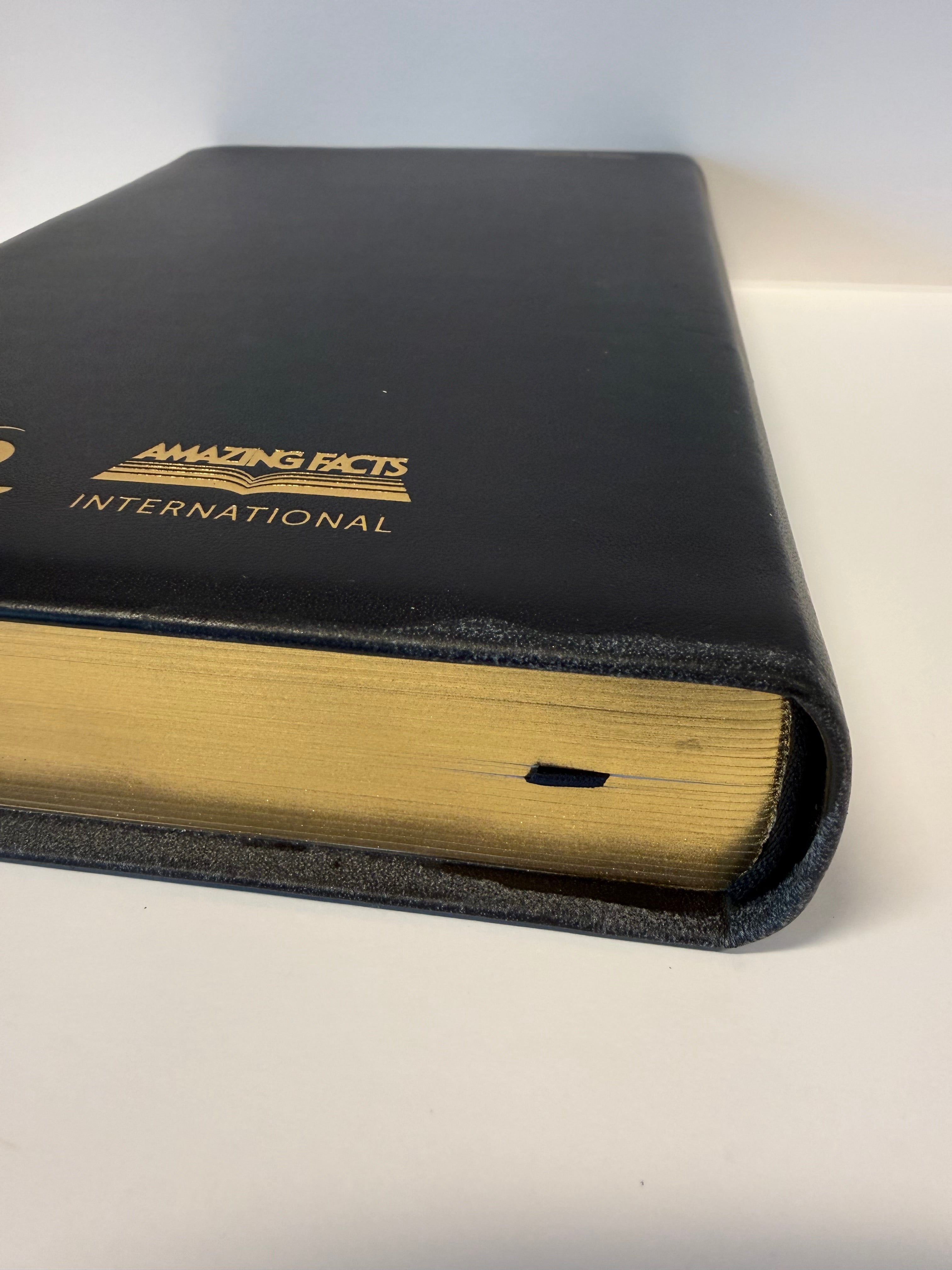 ONE-OF-A-KIND DEAL ~ NKJV PROPHECY STUDY BIBLE (BLACK GENUINE LEATHER) BY AMAZING FACTS