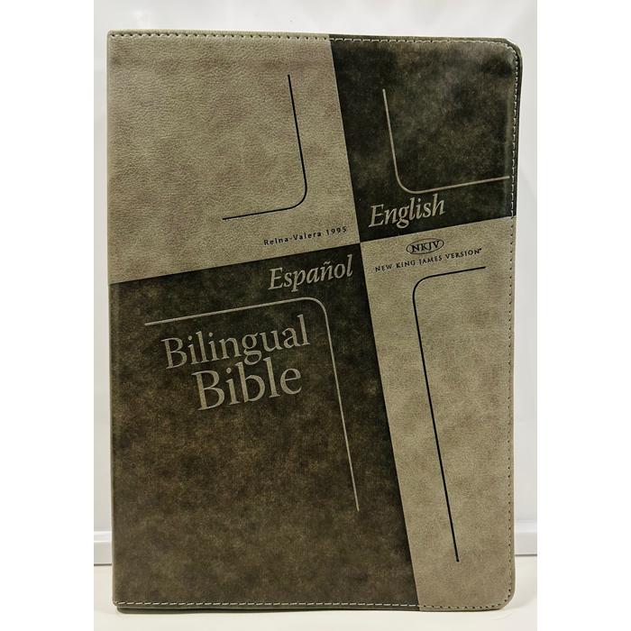 Bilingual Bible Gray Leathersoft (English & Spanish) by Safeliz