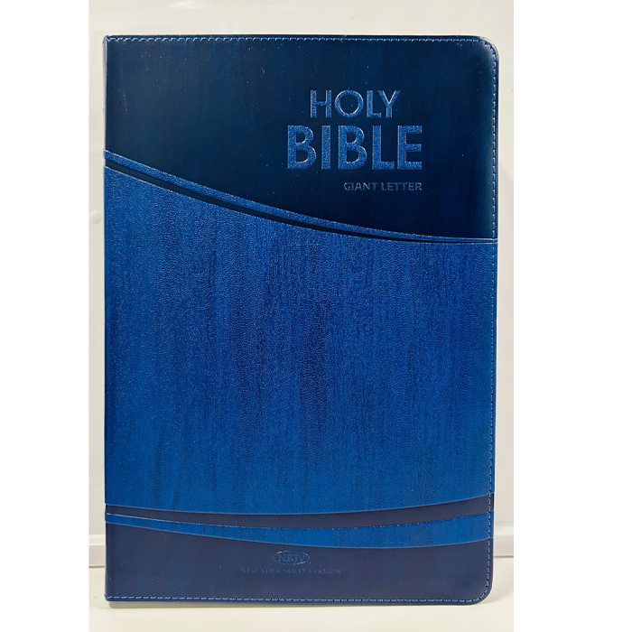 NKJV Bible Giant Letter Print Blue Leathersoft by Safeliz