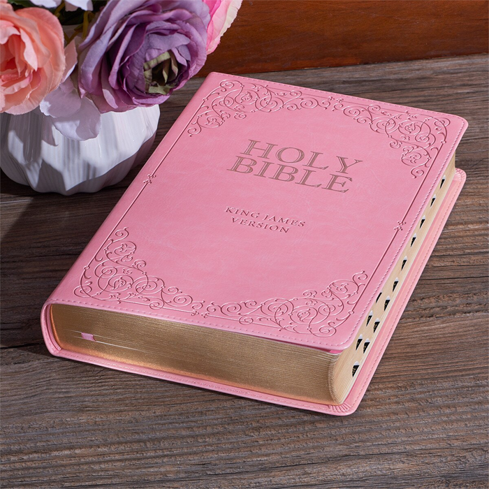 Clearance Pink Leathersoft Giant Print King James Version Bible with Thumb-Index