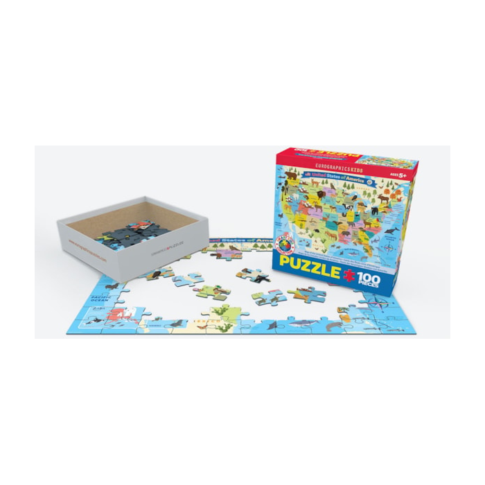 Illustrated Map of the United States of America - 100 pieces