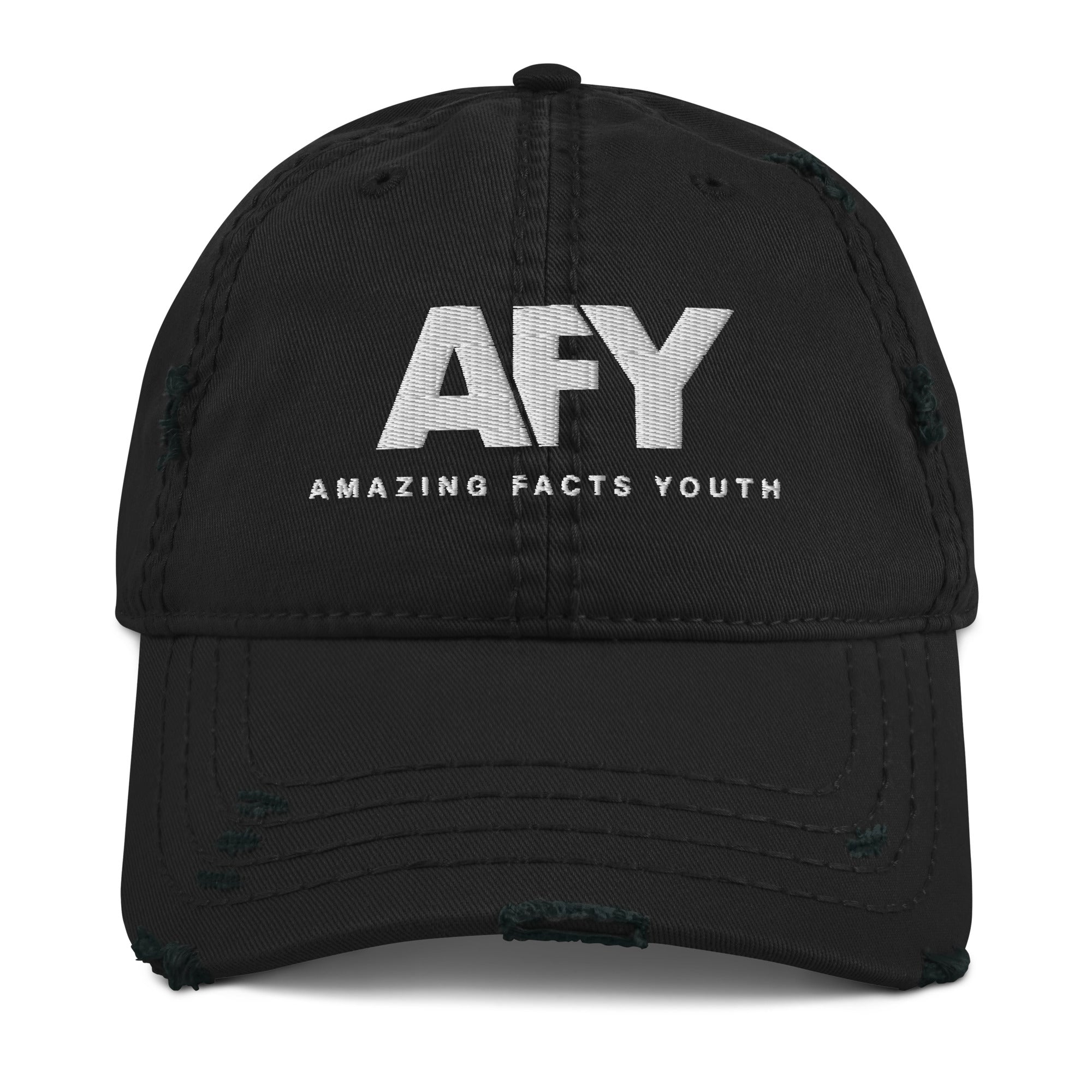 AFY Distressed Dad Hat White Logo
