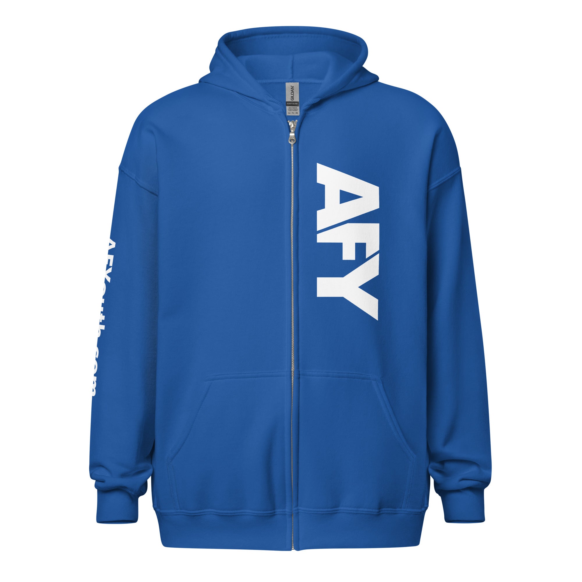 AFY Unisex Heavy Blend Zip Hoodie White Logo