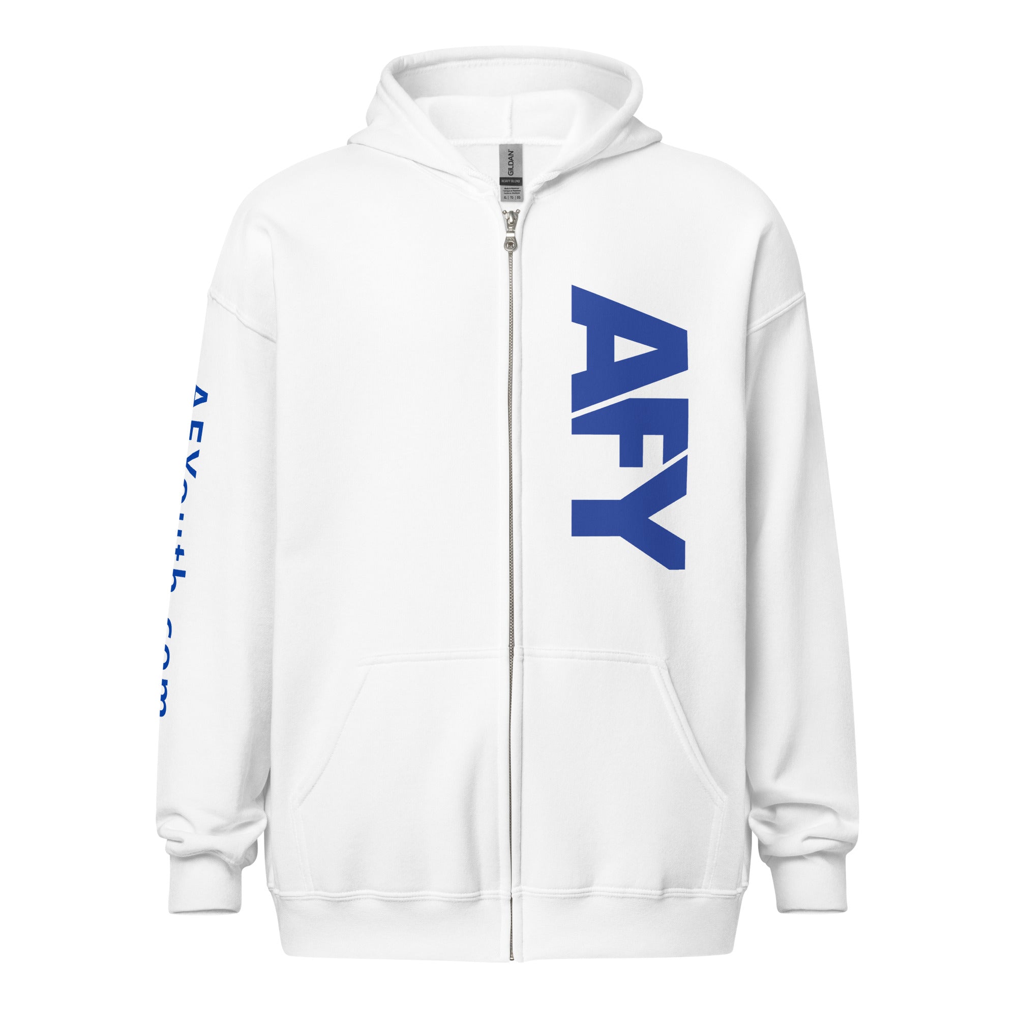AFY Unisex Heavy Blend Zip Hoodie Blue Logo