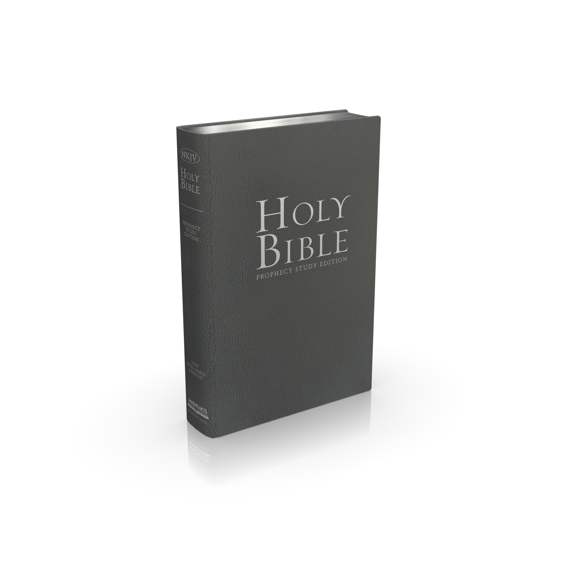 NKJV Prophecy Study Bible (Gray Genuine Leather) by Amazing Facts