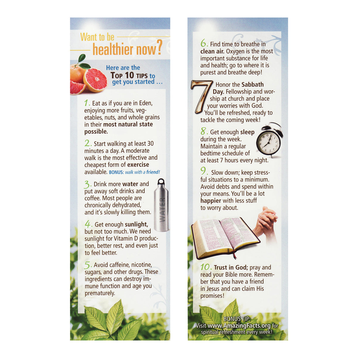 10 Health Tips Bookmark (25/Pack) by Amazing Facts