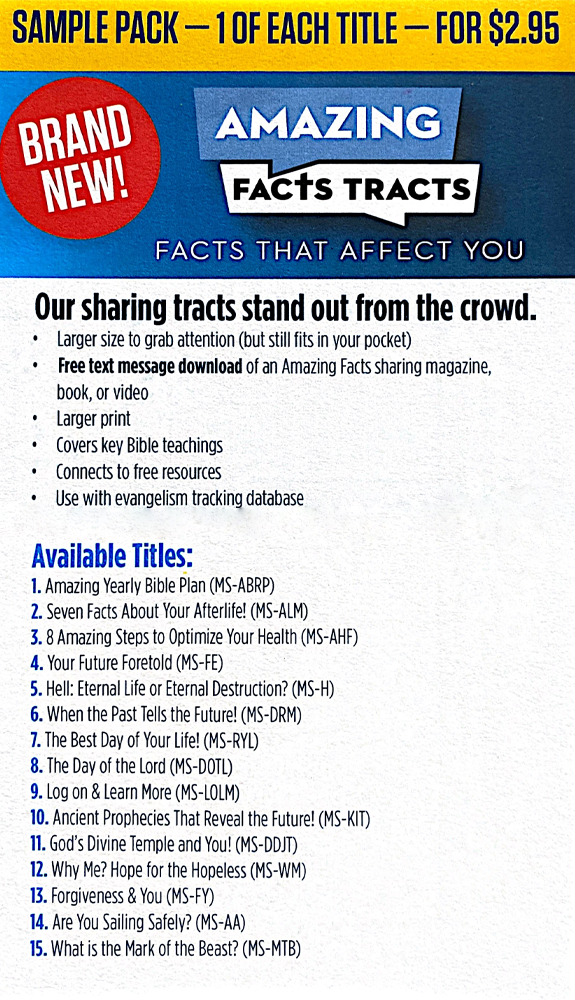 Amazing Facts Tracts Sample Bundle (15 Tracts)