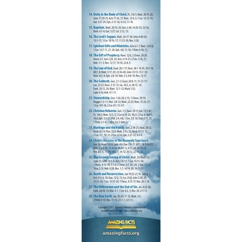 28 Fundamental Beliefs Bookmark (25/Pack) by Amazing Facts