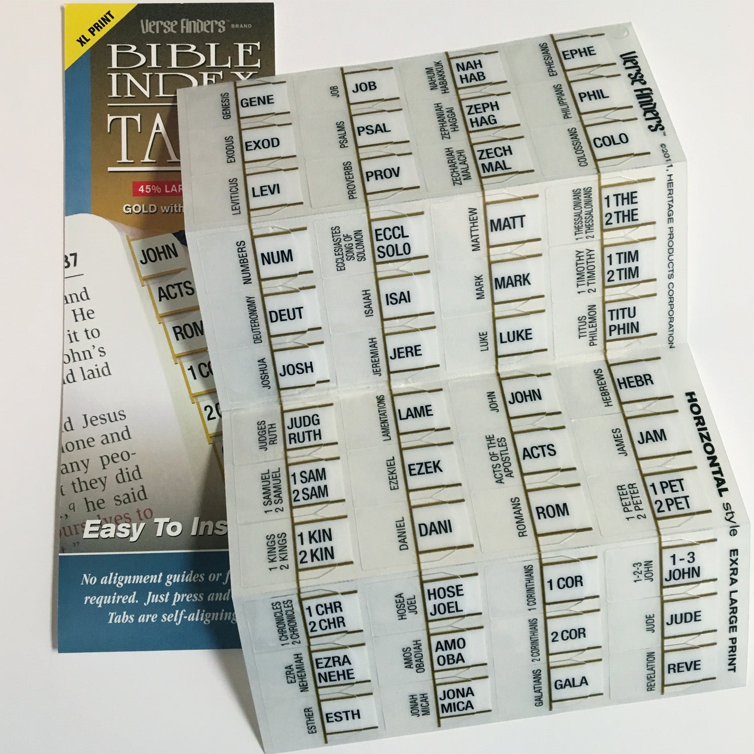 Bible Index Tabs (XL Print): Gold with Black Titles by GT Luscombe