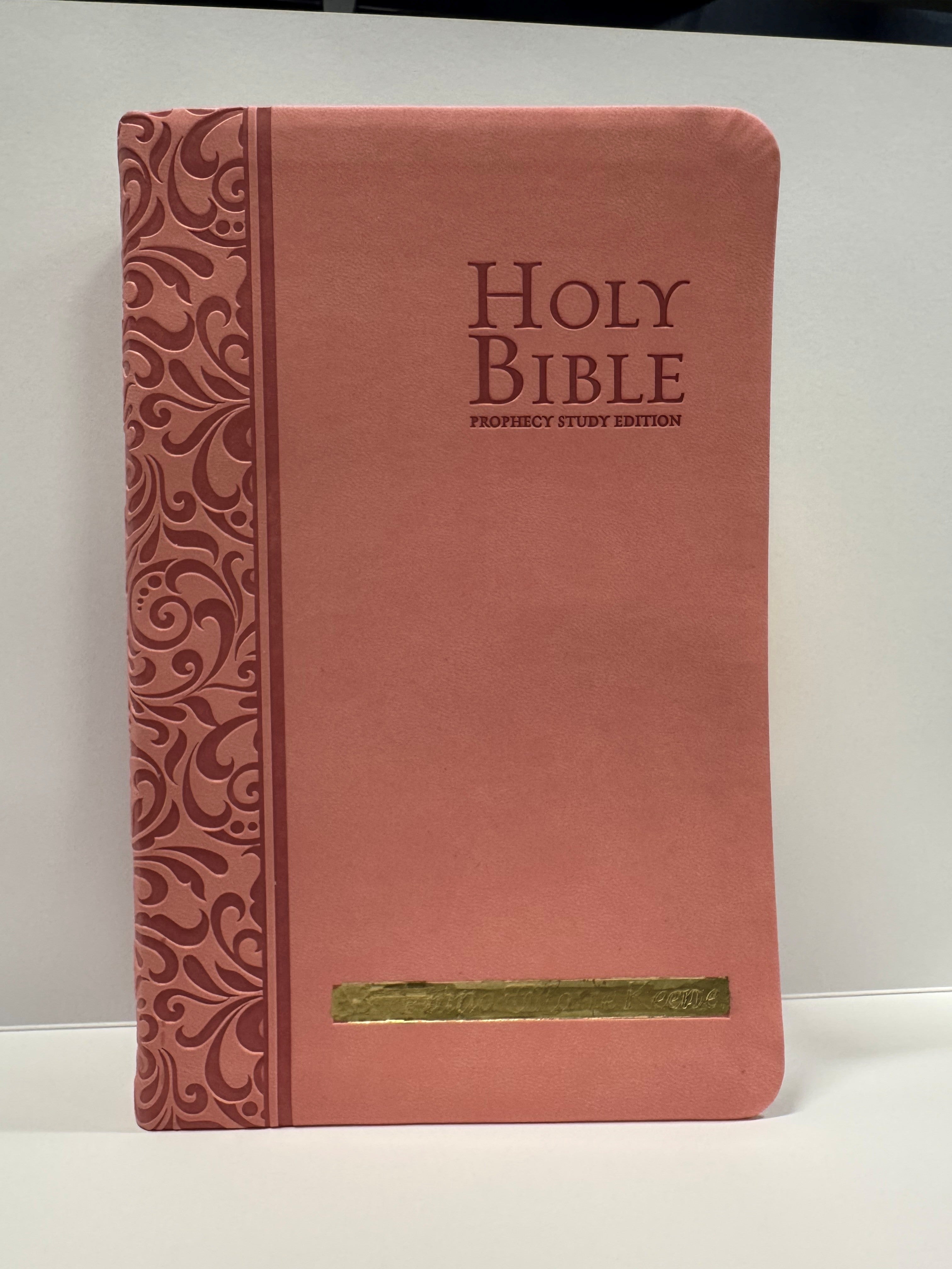 ONE-OF-A-KIND Peachy Pink Leathersoft | NKJV Prophecy Study Bible