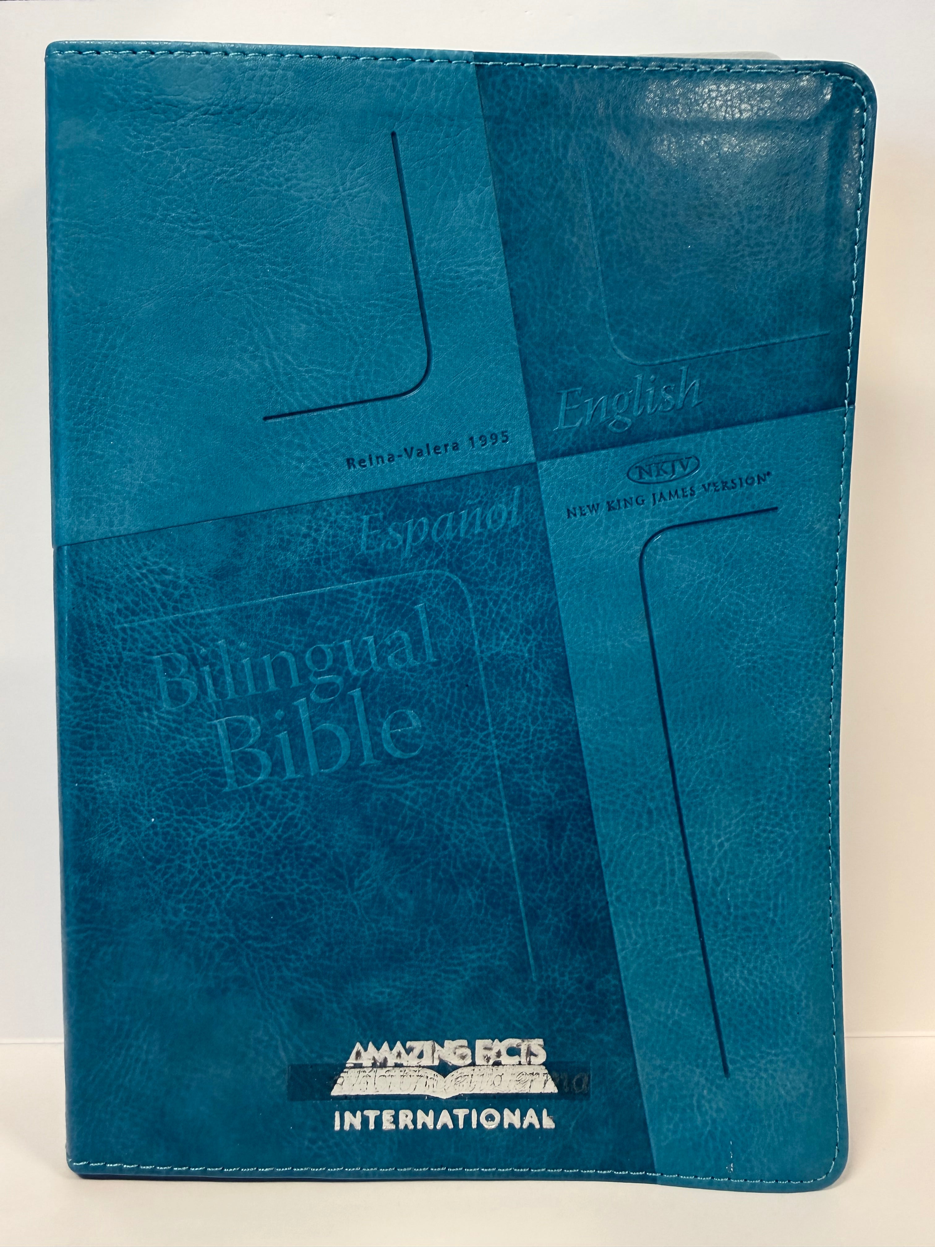 ONE-OF-A-KIND DEAL ~ Bilingual Bible - Blue (English & Spanish) by Safeliz