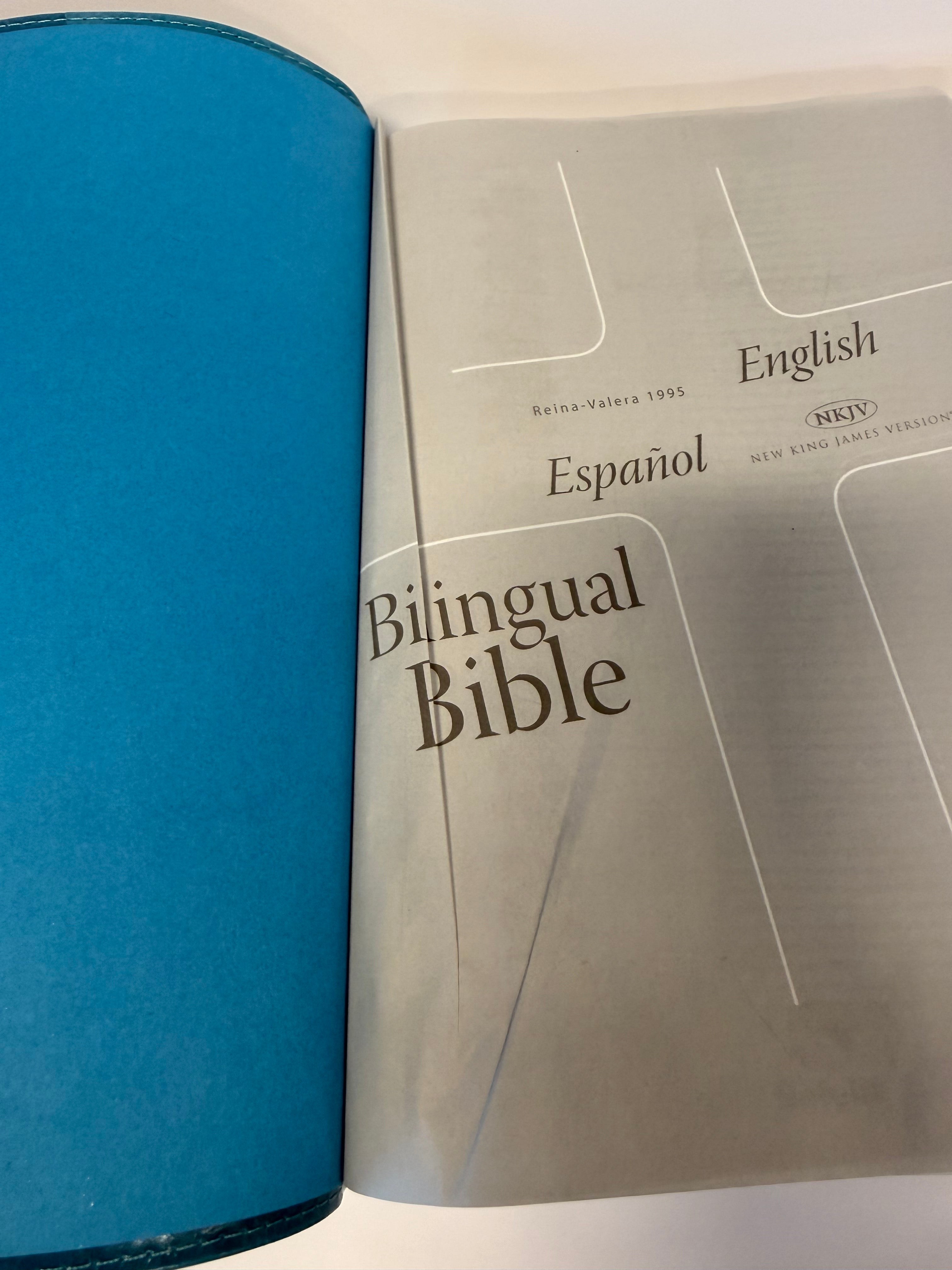 ONE-OF-A-KIND DEAL ~ Bilingual Bible - Blue (English & Spanish) by Safeliz