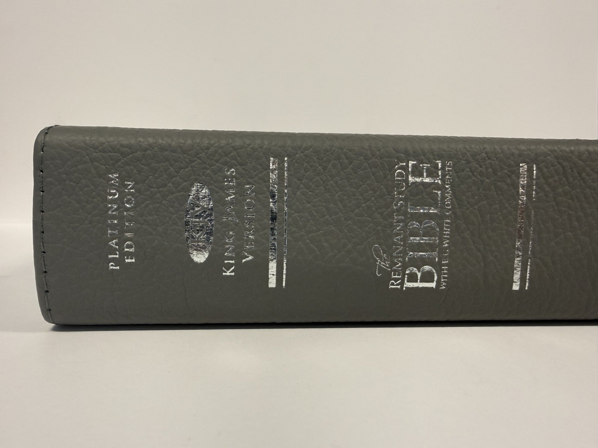 ONE-OF-A-KIND KJV Platinum Remnant Study Bible (Gray Leather)