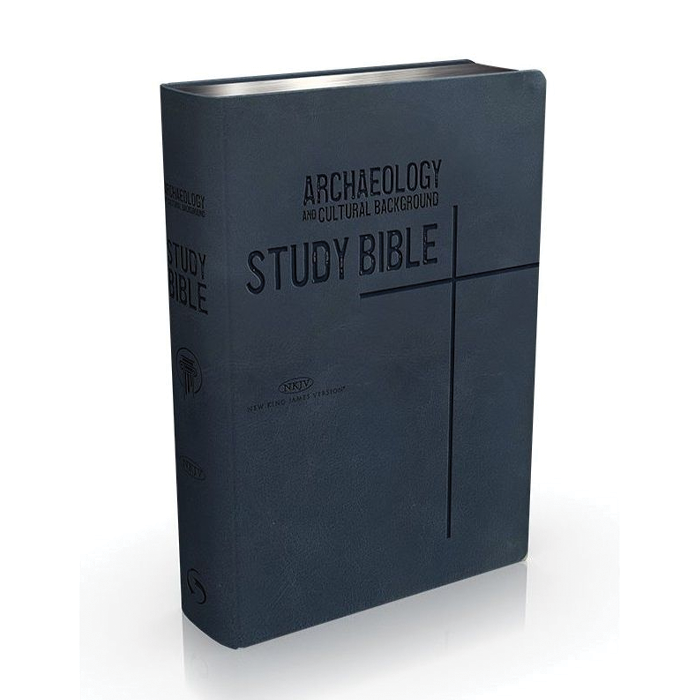 NKJV Archaeology and Culture Background Study Bible (Blue Leather) by Safeliz