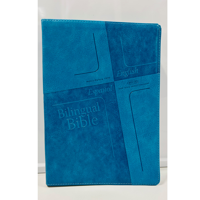 Bilingual Bible - Blue Leathersoft (English & Spanish) by Safeliz
