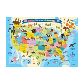Illustrated Map of the United States of America  - 100 pieces