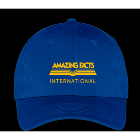Amazing Facts Hat (Blue with Yellow Logo) Six-Panel Twill Cap by Amazing Facts