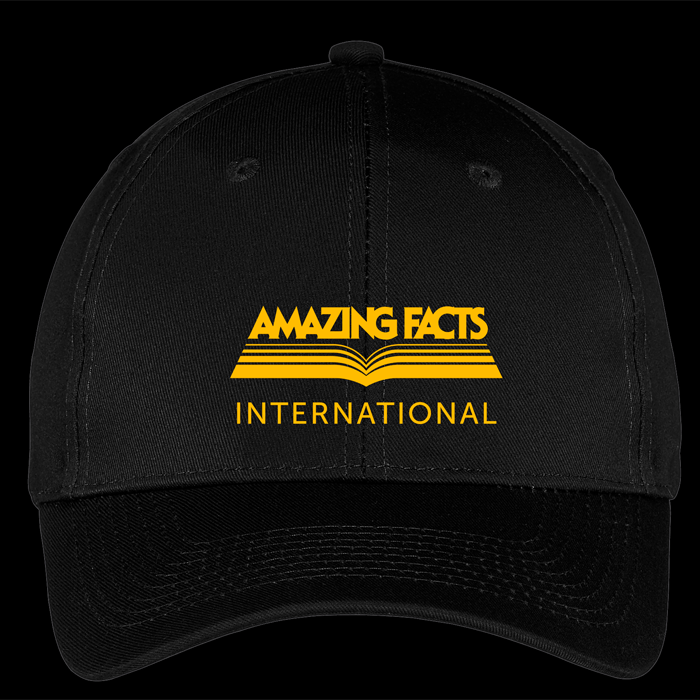 Amazing Facts Hat (Black with Yellow Logo) Six-Panel Twill Cap by Amazing Facts