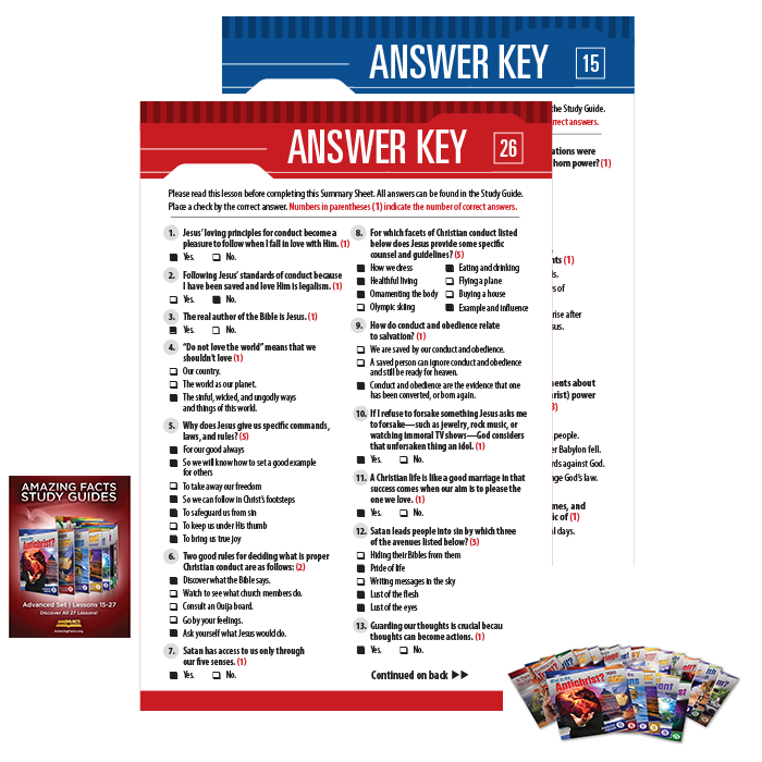 Advanced Set Answer Key | Lessons 15–27