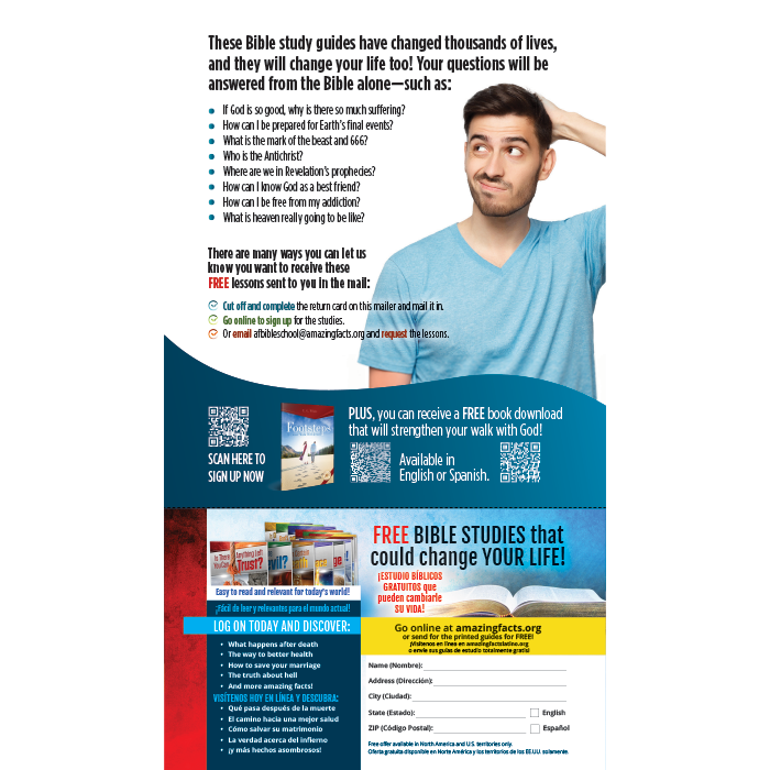 Bilingual Bible Study Enrollment Cards: Customized Return Address (1000/box) by Amazing Facts