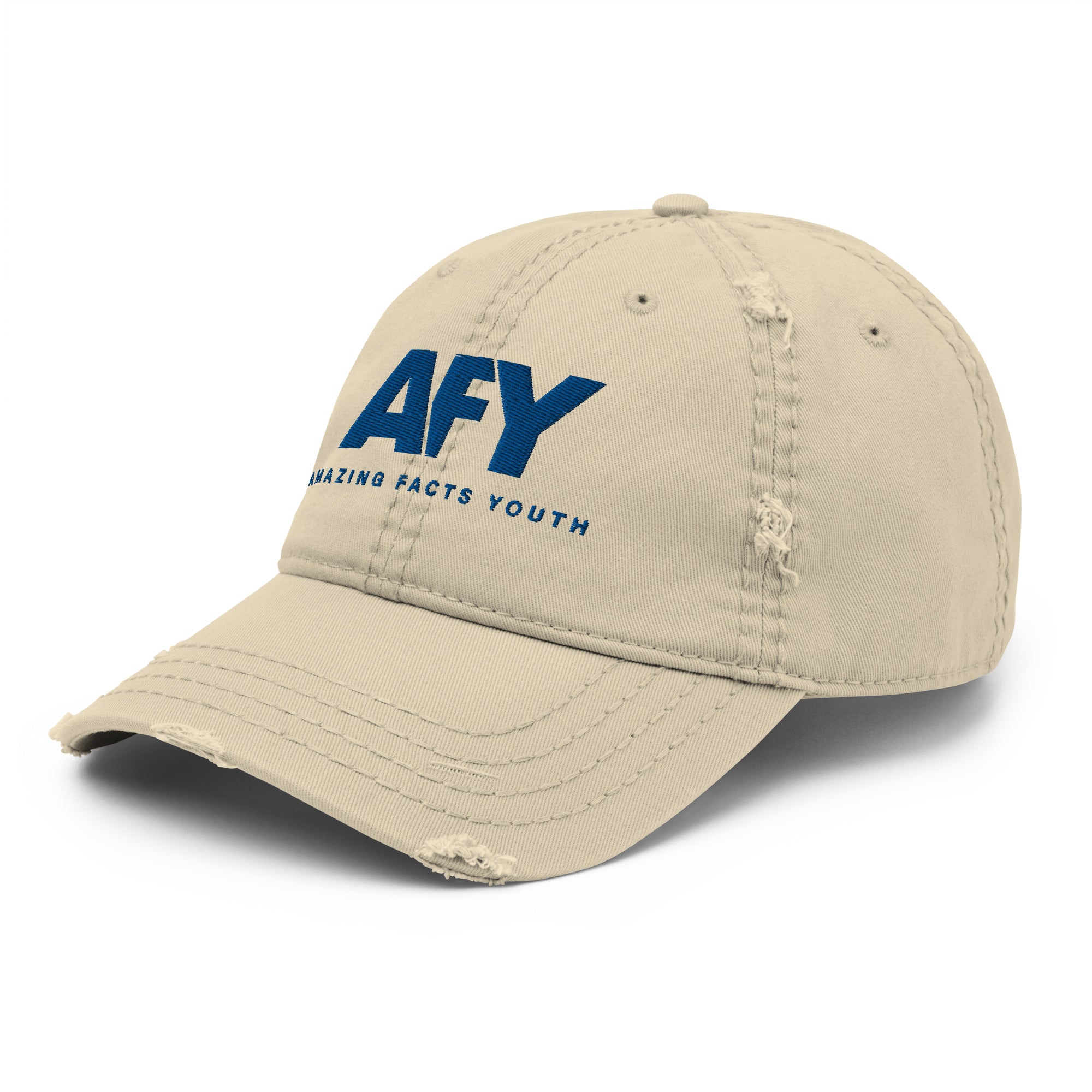 AFY Distressed Dad Hat Blue Logo