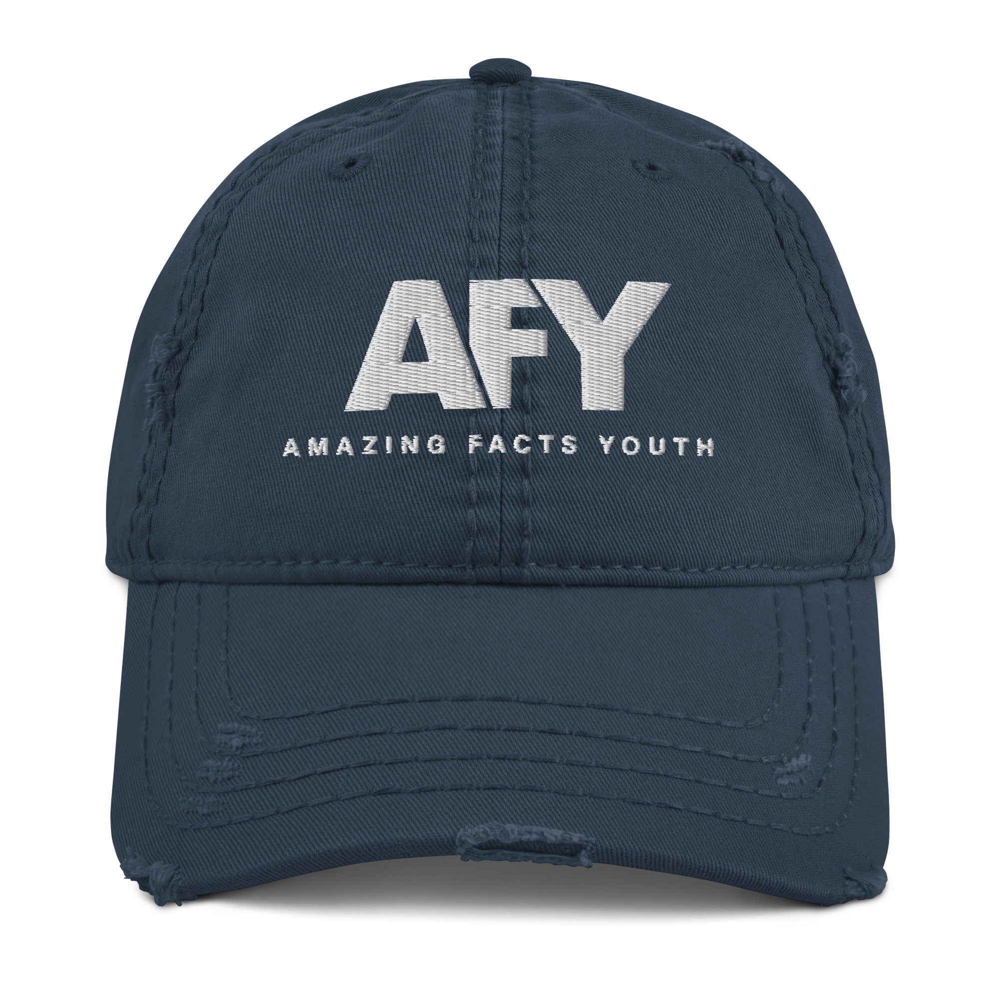 AFY Distressed Dad Hat White Logo