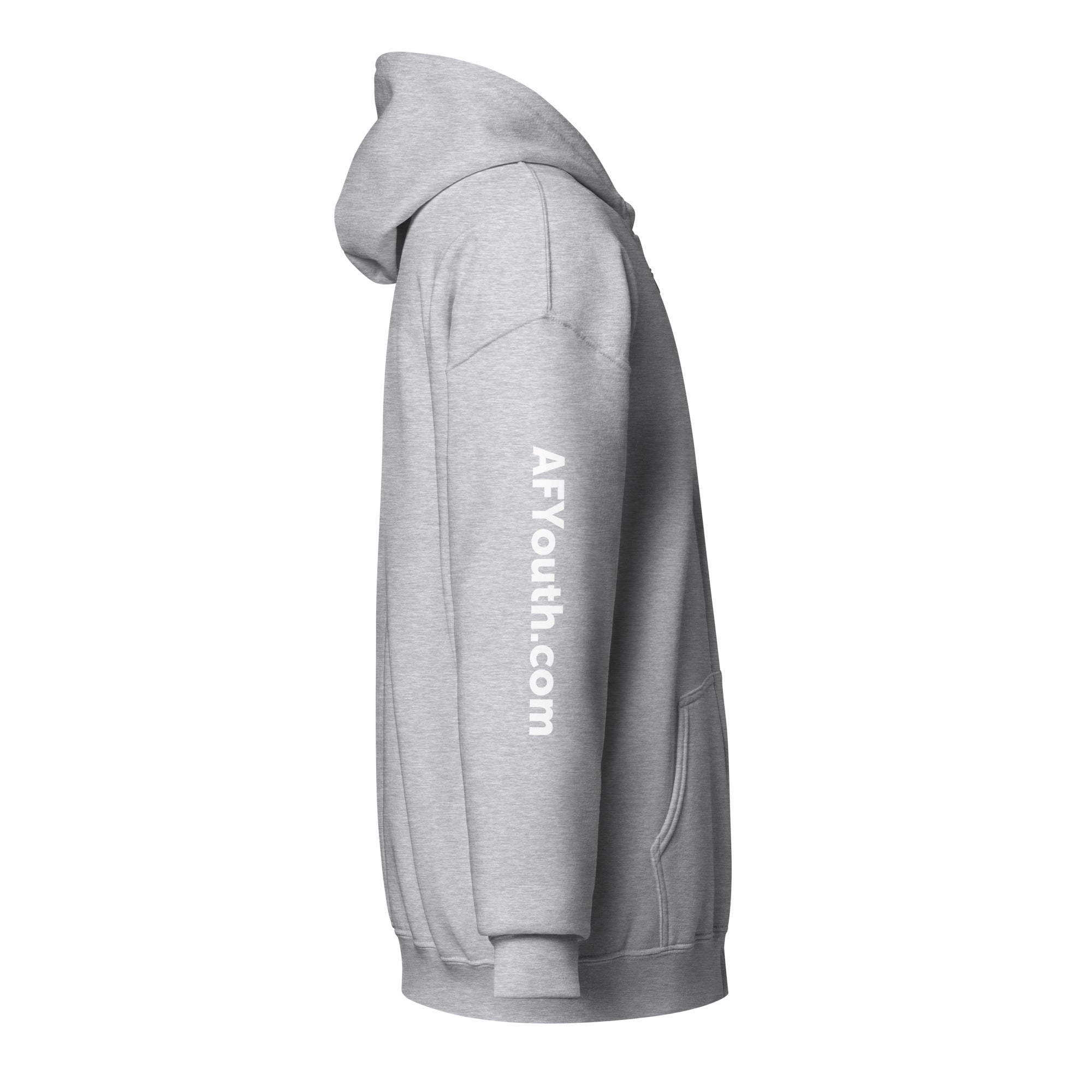 AFY Unisex Heavy Blend Zip Hoodie White Logo