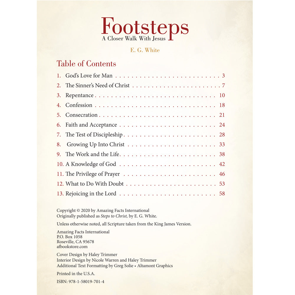 Footsteps: A Closer Walk With Jesus (Steps to Christ) by Ellen White