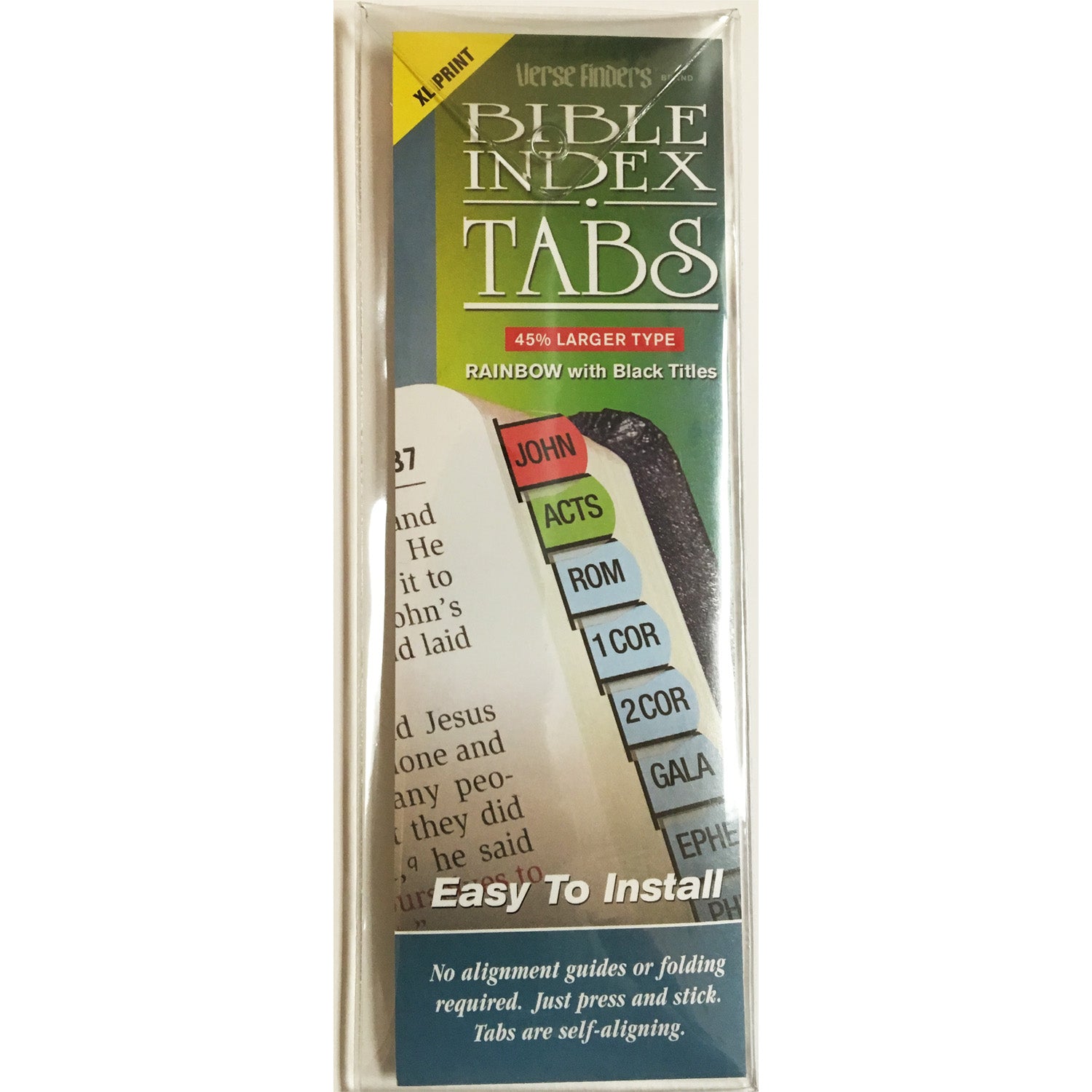 Bible Index Tabs (XL Print): Rainbow with Black Titles by GT Luscombe